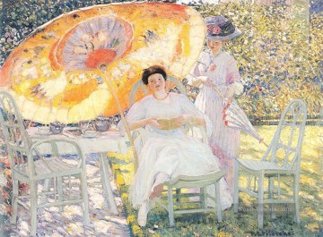 Der Garten Parasol Impressionist Frauen Frederick Carl Frieseke